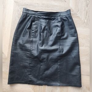 Vintage Sterling Stall Black Pencil Skirt - 100 % Leather